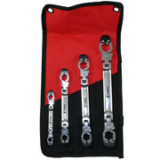 Ags SAE Ratcheting Flare Nut Line Wrench-6 Contact Points-Strong OpenClose LWSETFLEX-IMPERIAL